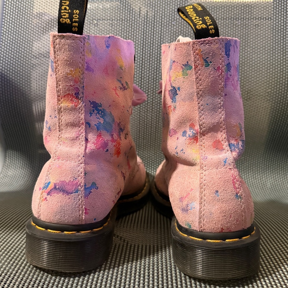 Dr Doc Martens 1460 Pascal Boots Pink Tutti Frutti Confetti Suede Print Kawaii - Picture 5 of 7